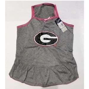 Gray Pink nwt size large pet dog UGA university of Georgia Bulldogs dress shirt